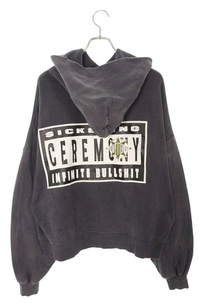 Saint Michael Front Print Pullover Hoodie Black Size S