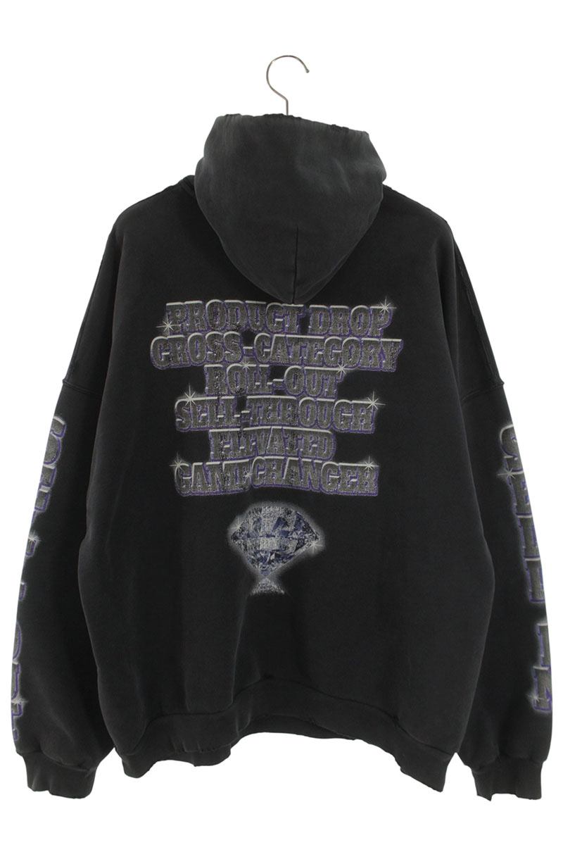 Balenciaga 23AW Patchwork Pullover Hoodie Black Size 3
