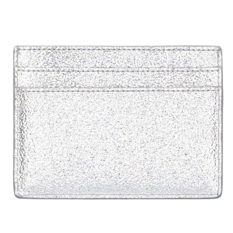 Saint Laurent Paris Logo Leather Card Case Silver