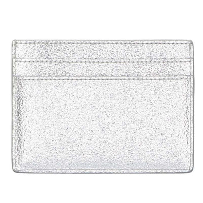 Saint Laurent Paris Logo Leather Card Case Silver