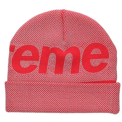 Supreme SIZE Studded Knockout Big Logo Beanie Red x Silver One Size
