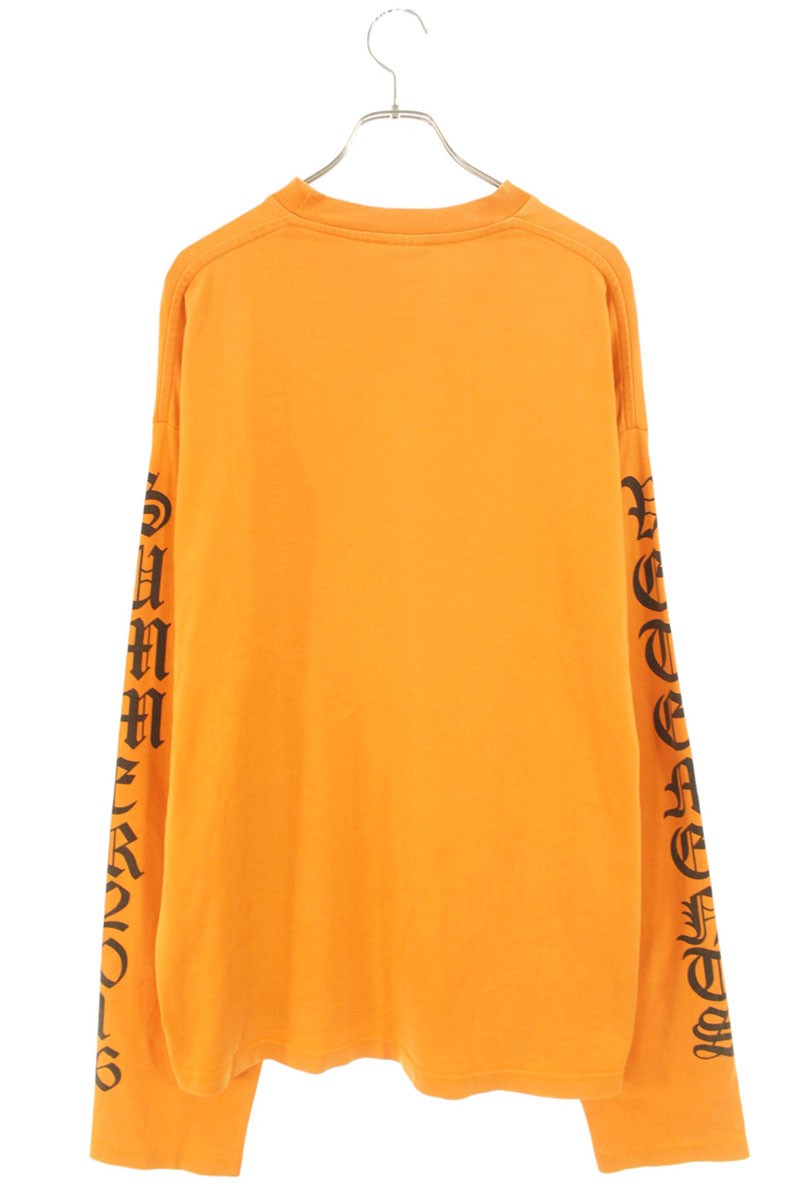 Vetements Logo Print Long Sleeve T-Shirt Orange Size S