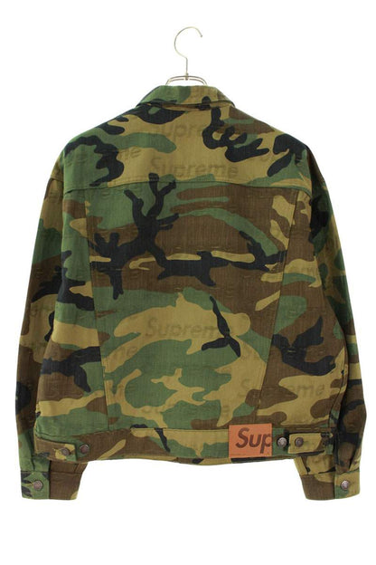 Supreme 25AW Jacquard Logos Denim Trucker Jacket Green x Green Size M
