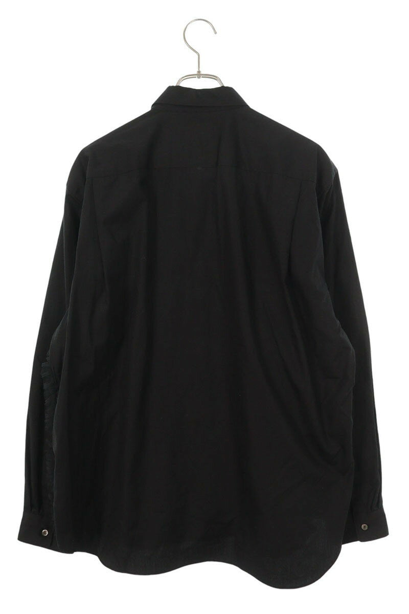 Vintage Comme des Garcons Tops - COMME des GARCONS HOMME PLUS 25SS Tulle Frill Broadcloth Shirt Black Size XL - Authentic Archive