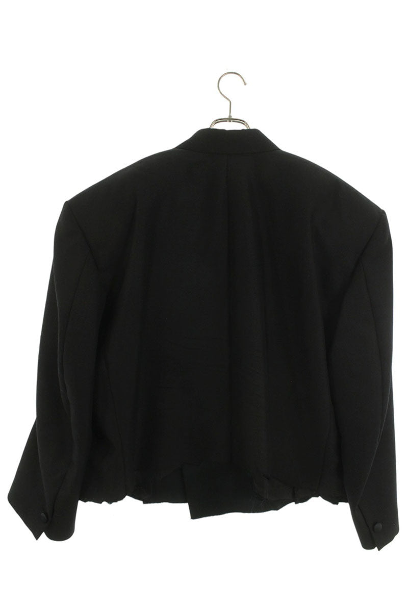 BALENCIAGA Peak Lapel Cutoff Tailored Jacket Black Size S