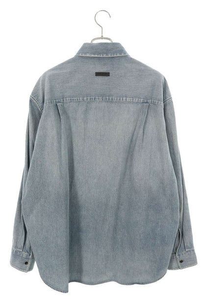 Vintage Fear of God Tops - FEAR OF GOD Well-Washed Oversized Long Sleeve Shirt Blue Size XL - Authentic Archive