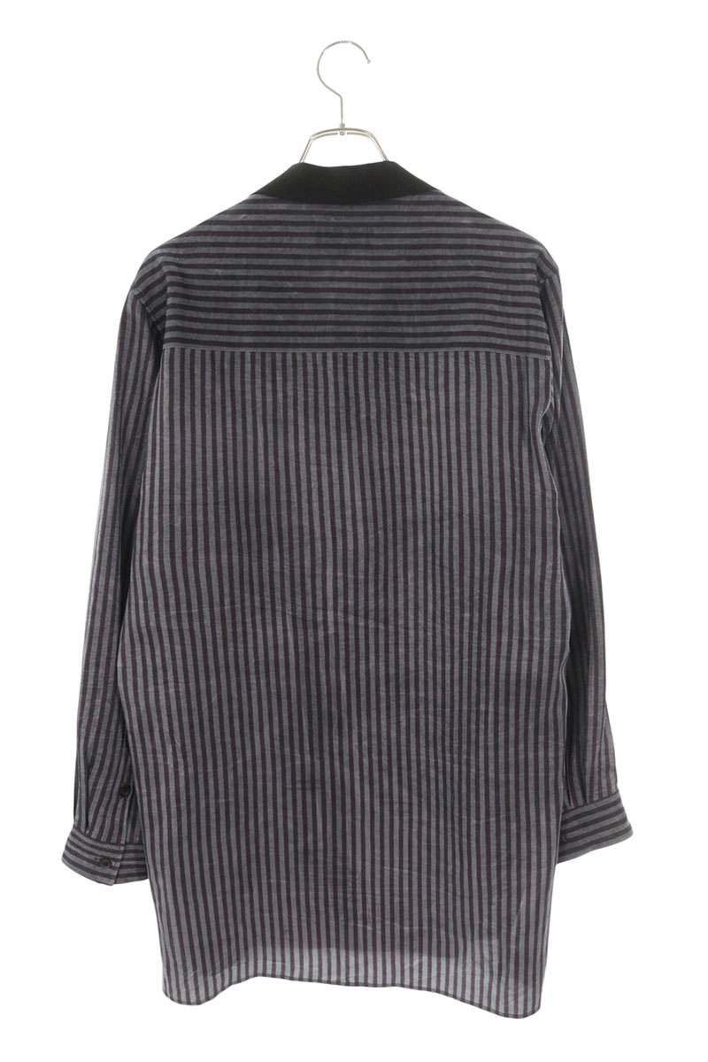 YOHJI YAMAMOTO POUR HOMME 24AW Striped Long Sleeve Shirt Gray Size M