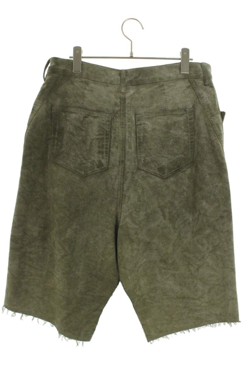 DRKSHDW Cotton flannel skirt shorts with raw hem in khaki Green US 31