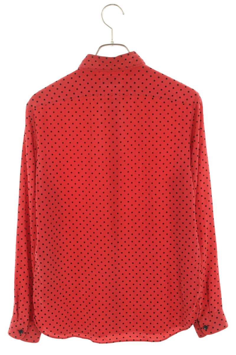 Saint Laurent Paris Silk Long Sleeve Shirt Red Size XS