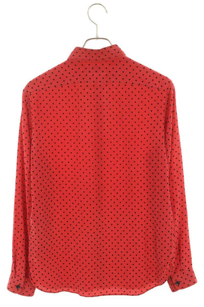Saint Laurent Paris Silk Long Sleeve Shirt Red Size XS
