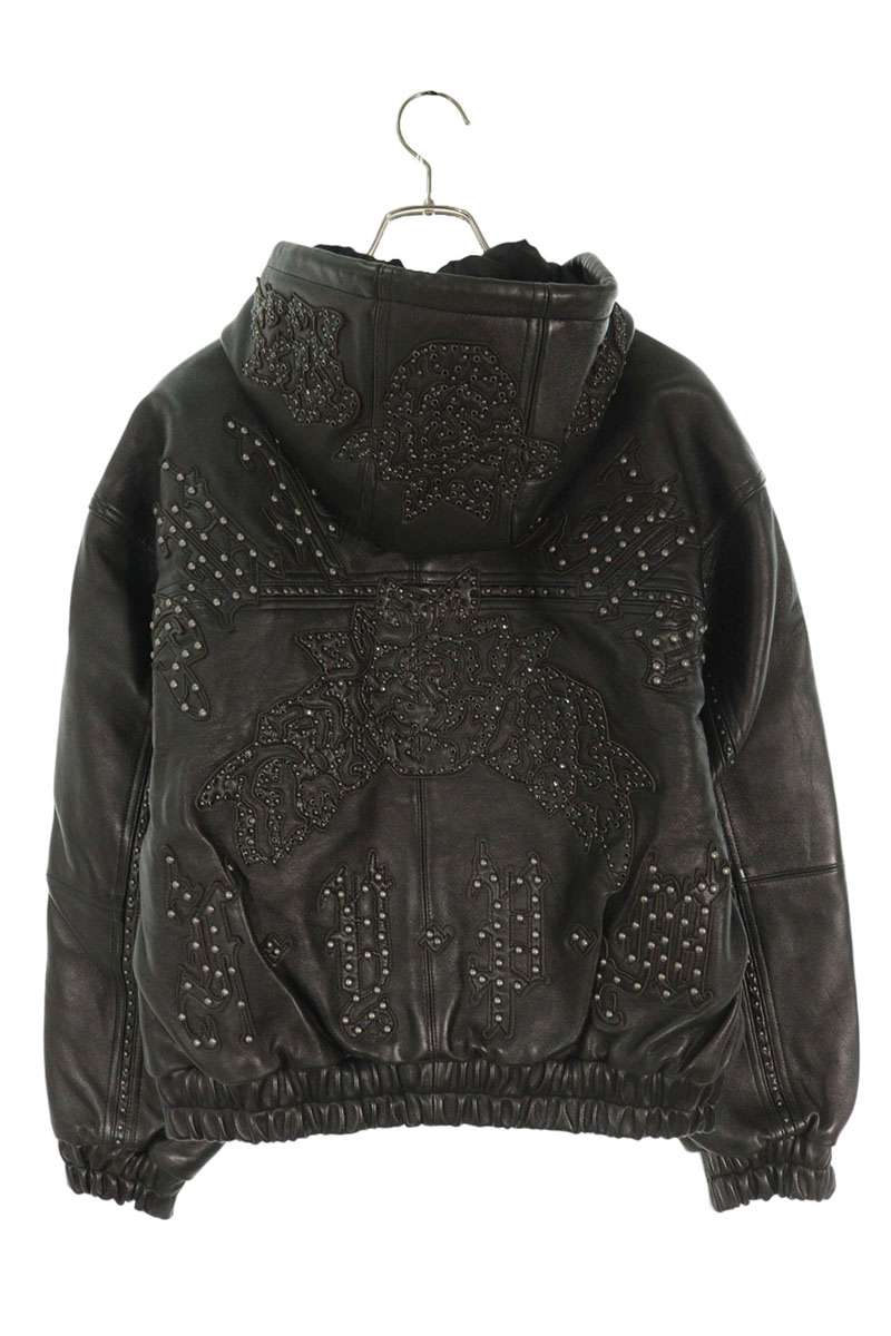 Supreme 25SS Studded Hooded Leather Jacket Black Size S