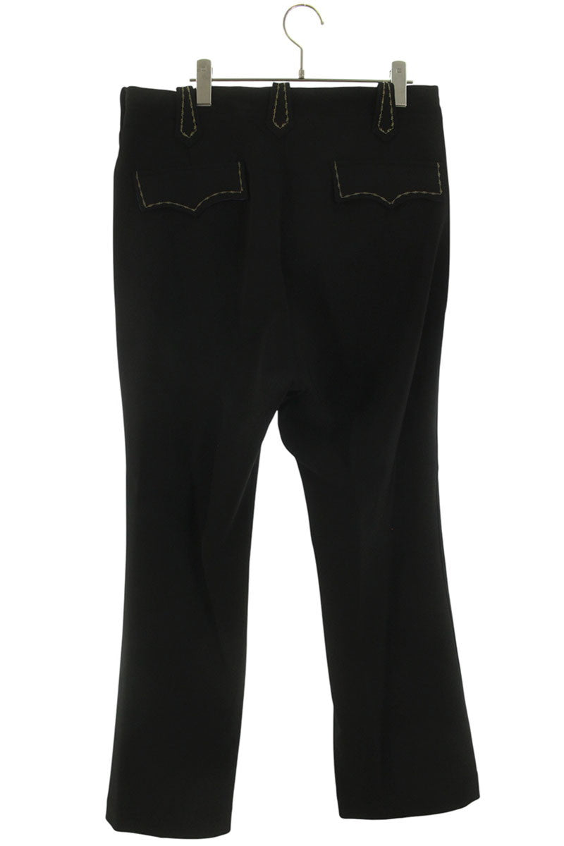 Needles Logo Embroidered Flare Long Pants Black x Yellow Size M