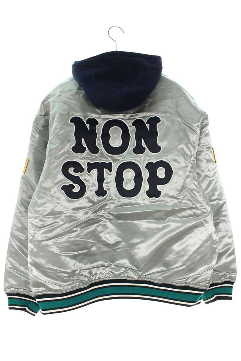 Supreme 25SS Homerun Satin Hooded Varsity Jacket Blouson Silver Size XL