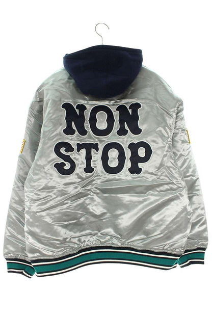 Supreme 25SS Homerun Satin Hooded Varsity Jacket Blouson Silver Size XL