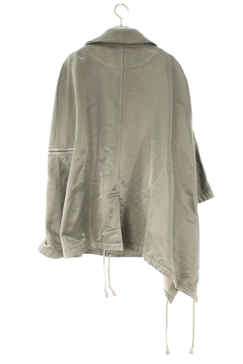 REGULATION Yohji Yamamo asymmetric nylon poncho Silver Size M