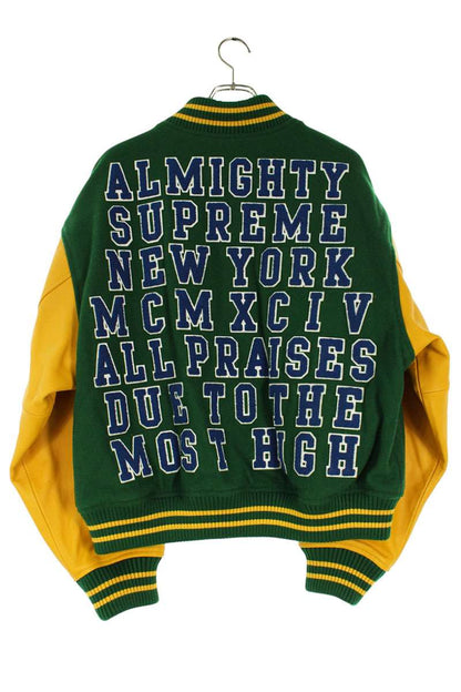 Supreme 25SS Praises Varsity Jacket Logo Patchwork Blouson Green x Yellow Size M