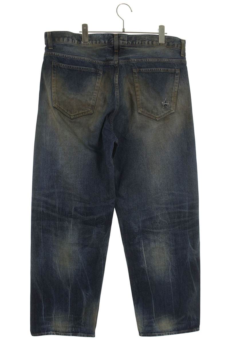 Supreme 25AW Distressed Loose Fit Selvedge Jean Denim Pants Blue Size 36