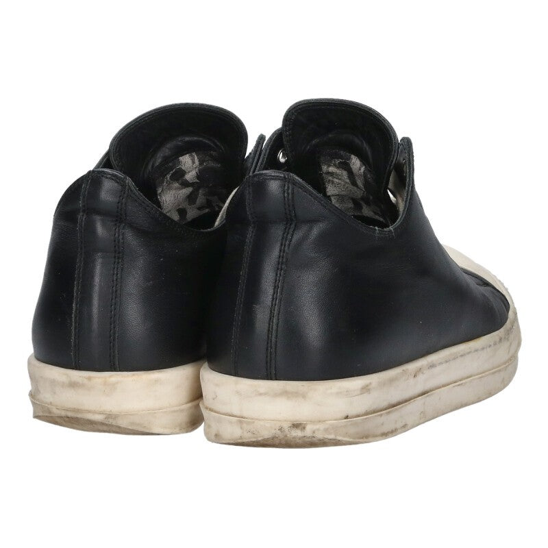 Rick Owens RAMONES LOW Leather Sneakers Black x White Size 41