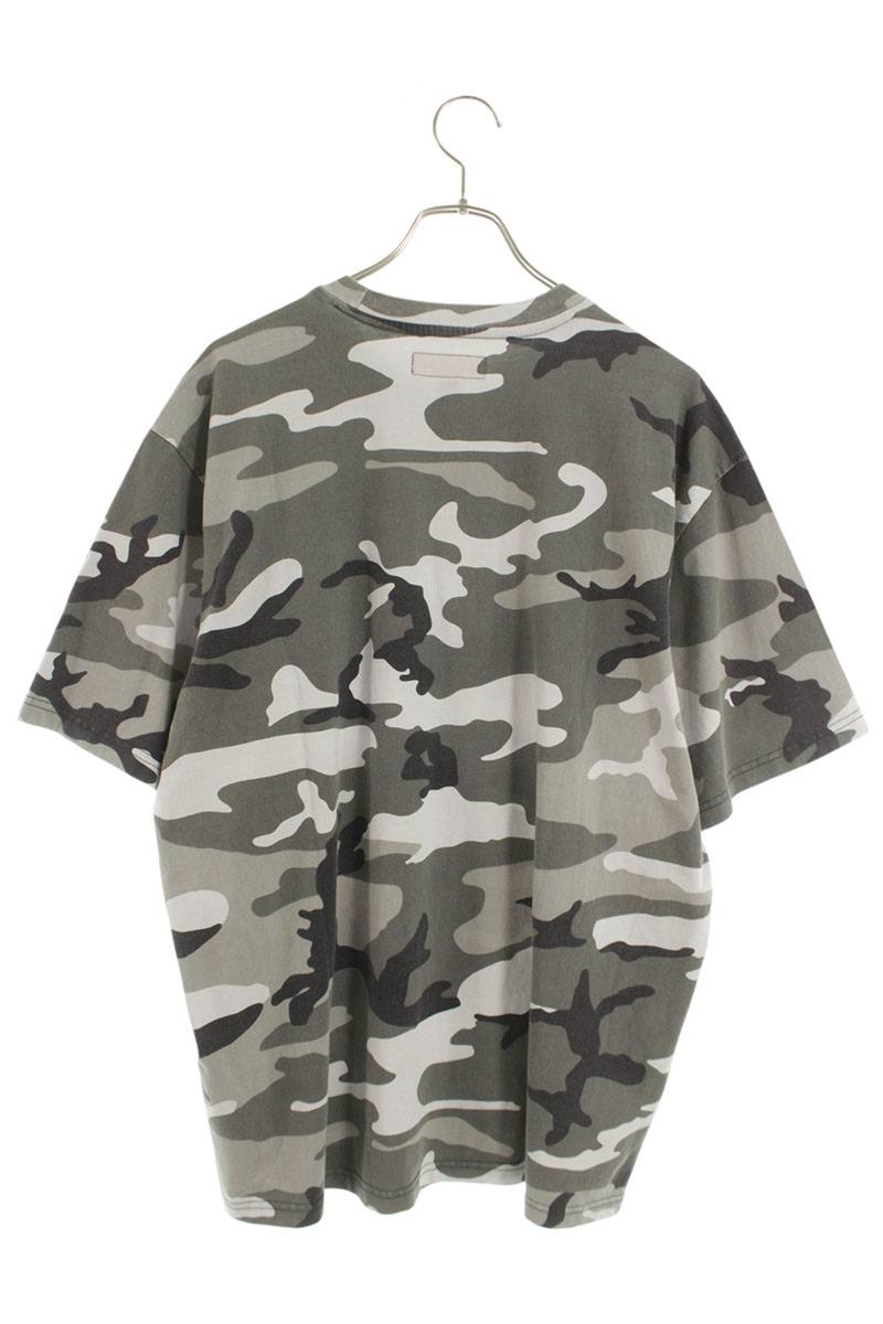 Supreme Washed S S Top Camo Logo Embroidered T-Shirt Gray x White x Black Size L