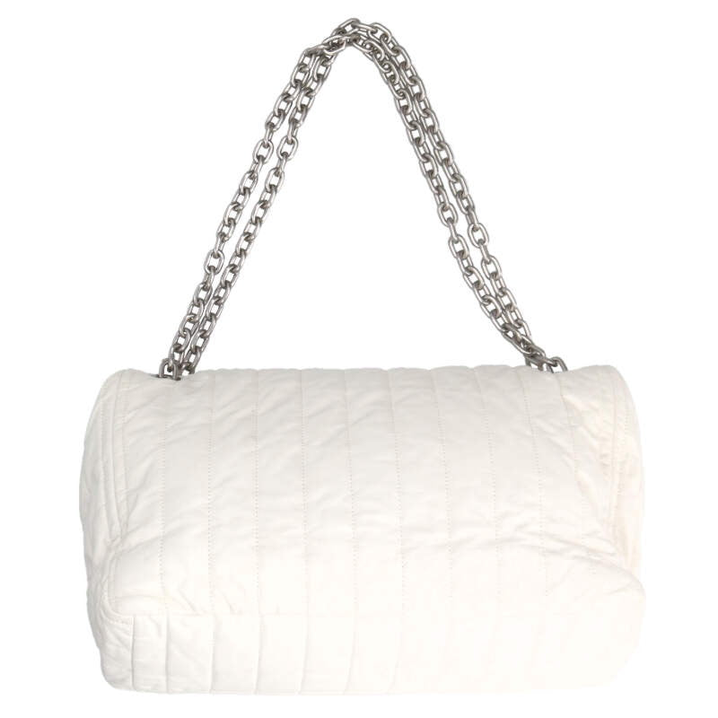 Balenciaga Monaco BB Logo Chain Shoulder Bag White One Size