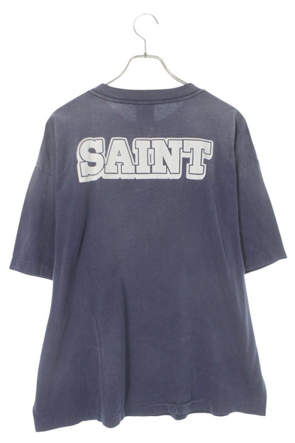 Saint Michael 25SS Vintage Print T-Shirt Blue Size XL