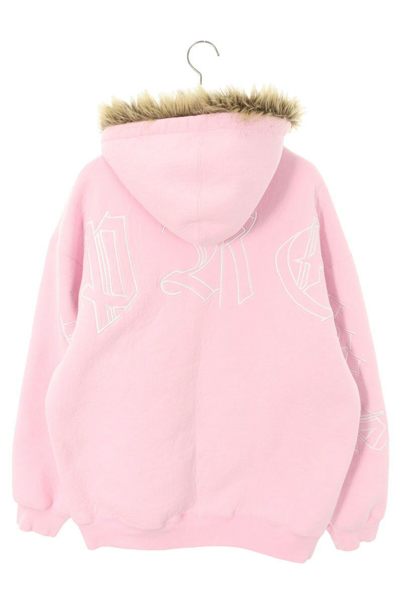 Supreme Faux Fur Zip Up Hooded Sweatshirt Pink Size XL