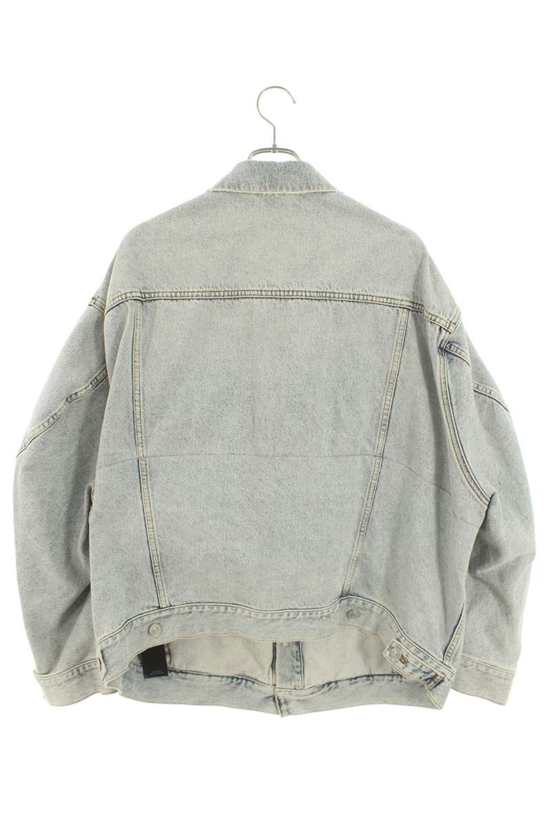 BALENCIAGA Logo Embroidered Denim Jacket Blue Size S