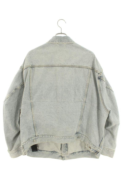 BALENCIAGA Logo Embroidered Denim Jacket Blue Size S