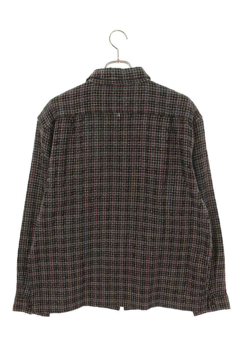 Supreme 25AW Metallic Plaid Zip Up Shirt Black Size XL