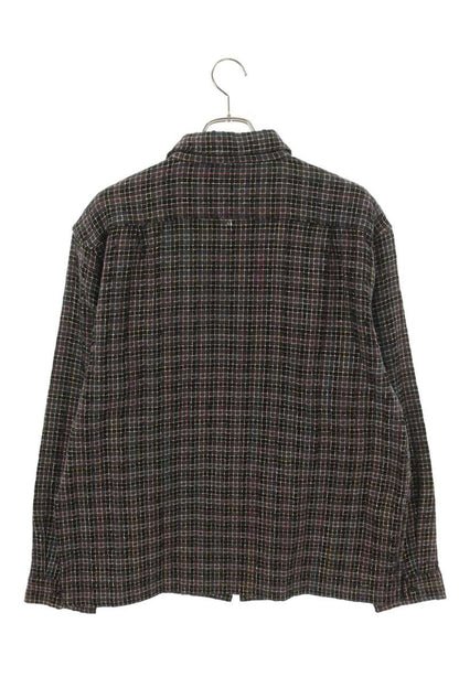 Supreme 25AW Metallic Plaid Zip Up Shirt Black Size XL