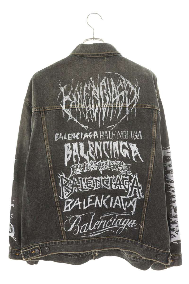 BALENCIAGA 24SS Metal Logo Denim Jacket Black Size S