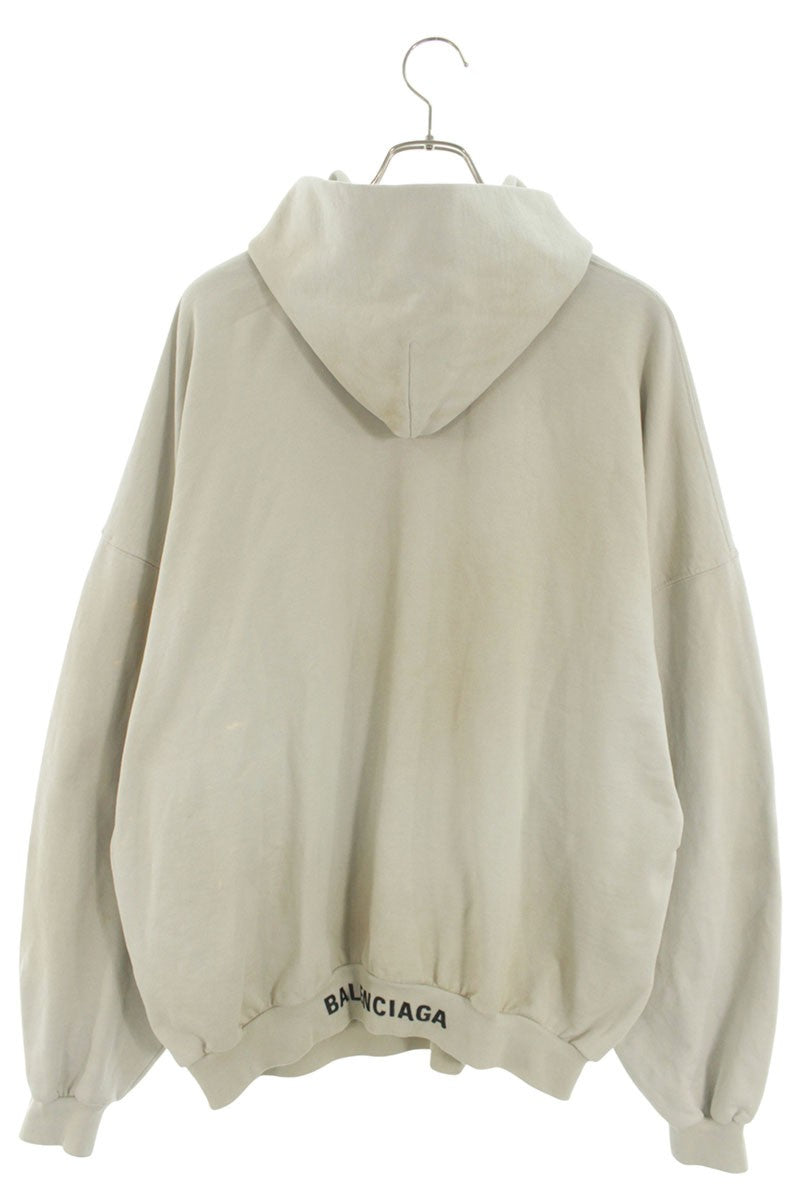 Balenciaga 23SS Back Logo Embroidered Hoodie Gray Size 2