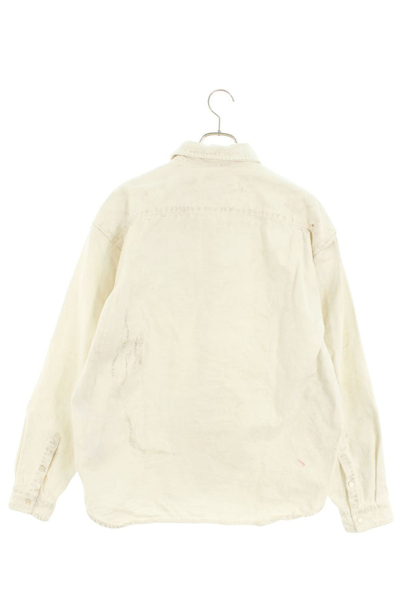 Balenciaga Distressed BB Logo Embroidered Oversized Long Sleeve Shirt Size XS