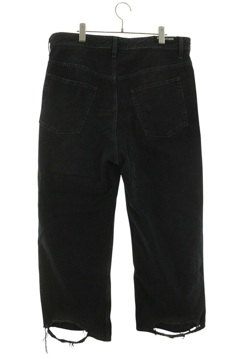 BALENCIAGA 24SS Baggy Drawstring Jeans Black Size 28