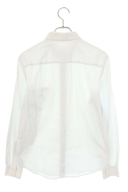 Balenciaga Embroidered Cotton Long Sleeve Shirt Blue Size S