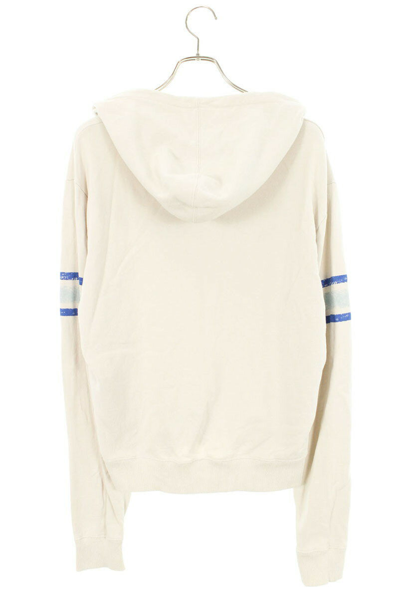 Saint Laurent Paris Logo Pullover Hoodie Gray x Blue Size M