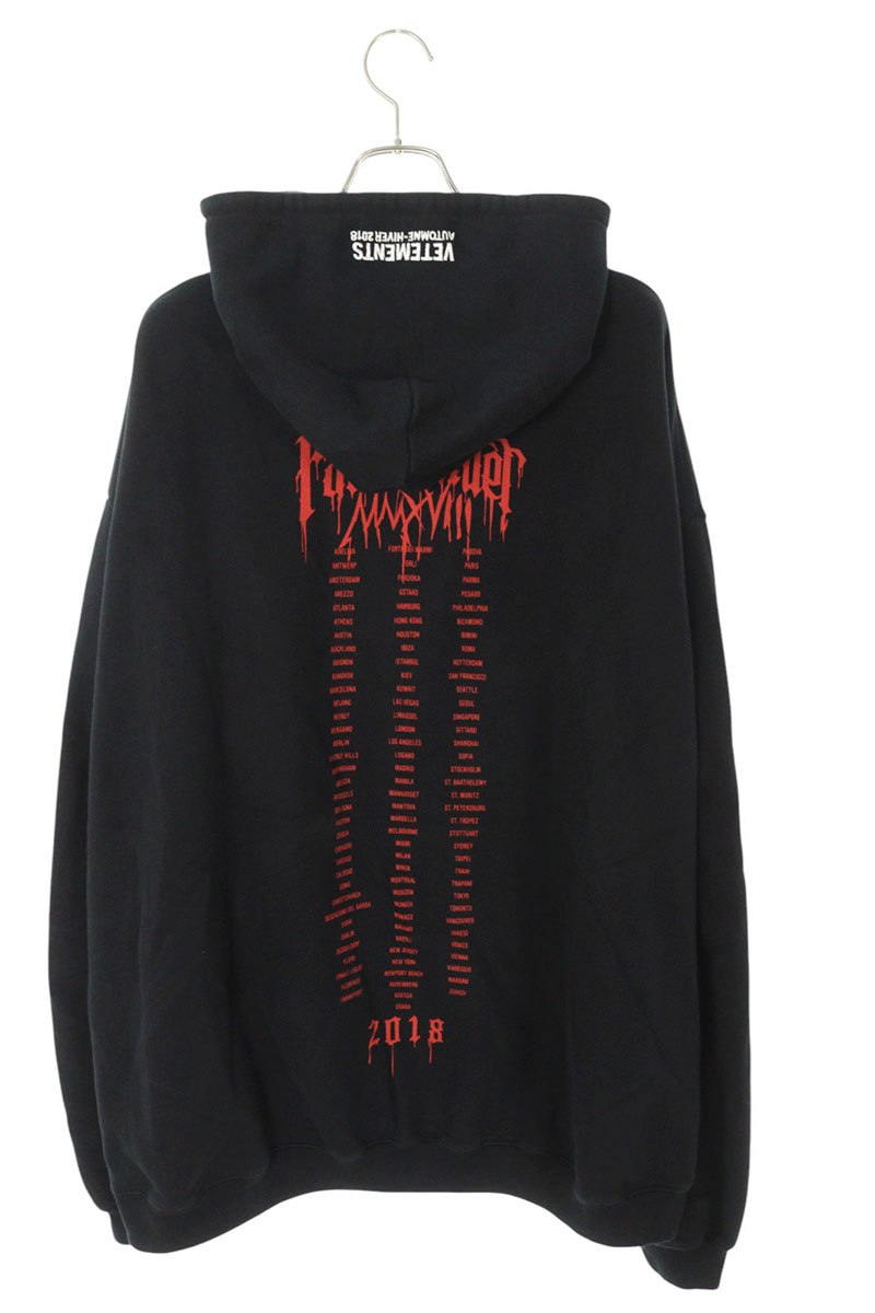 Vetements 17AW Logo Print Pullover Hoodie Black Size S