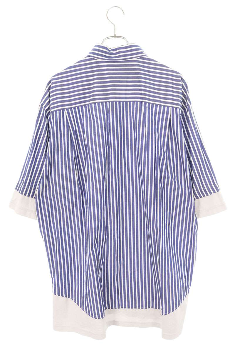 Balenciaga Logo Embroidered Striped T-Shirt Blue x White Size XS