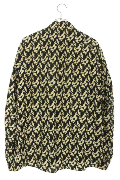 Saint Laurent Paris All-Over Print Silk Long Sleeve Shirt Size XS