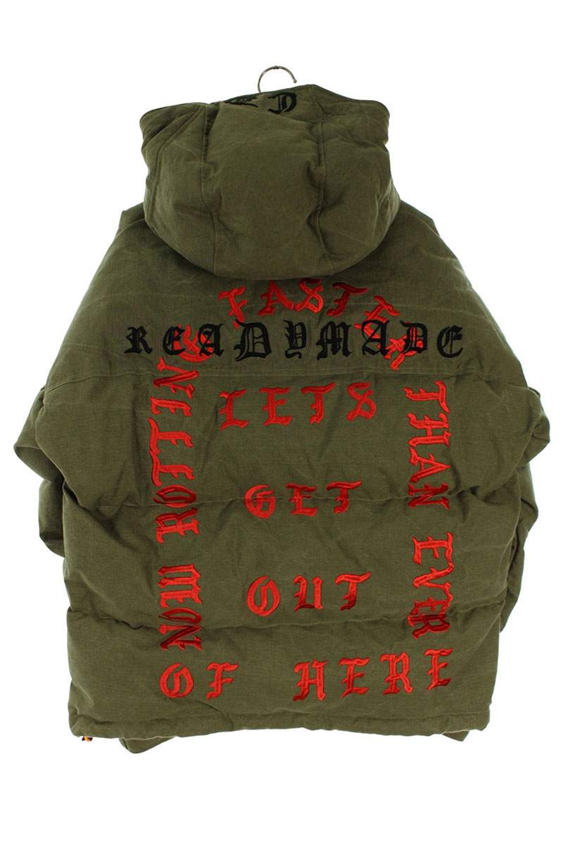 READYMADE Embroidered Patchwork Down Jacket Green x Red x Yellow Size L