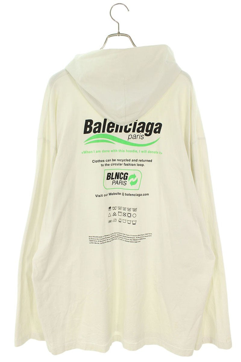 Balenciaga Logo Print Oversized Long Sleeve T-Shirt White Size M