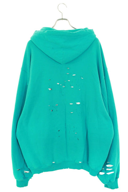 Balenciaga Logo Fleece Hoodie Green Size S