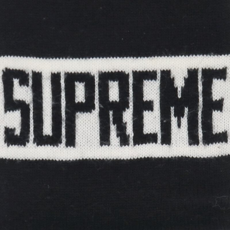 Supreme 16AW Striped Logo Scarf Black x White