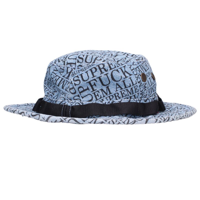 Supreme 15AW Fuck'Em All Denim Boonie Hat Blue US 32