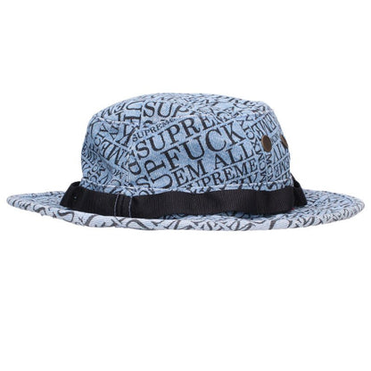 Supreme 15AW Fuck'Em All Denim Boonie Hat Blue US 32