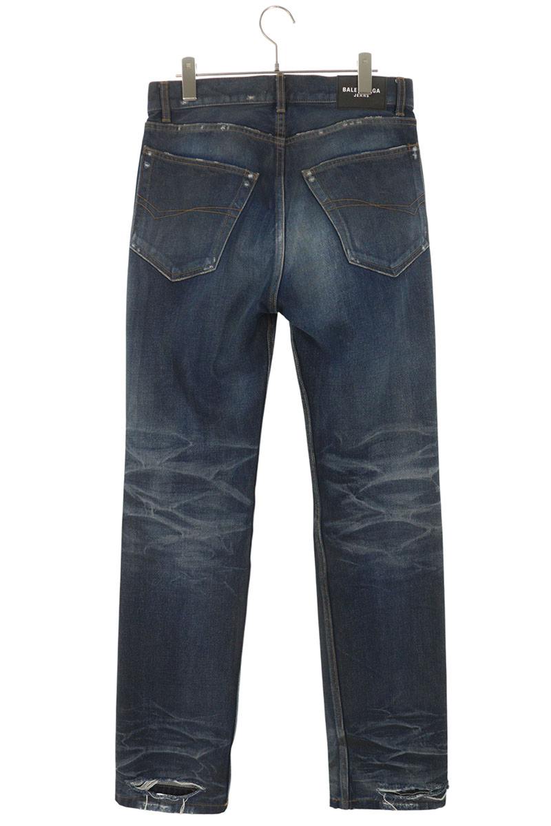 Balenciaga 22AW Distressed Denim Pants Blue Size 28