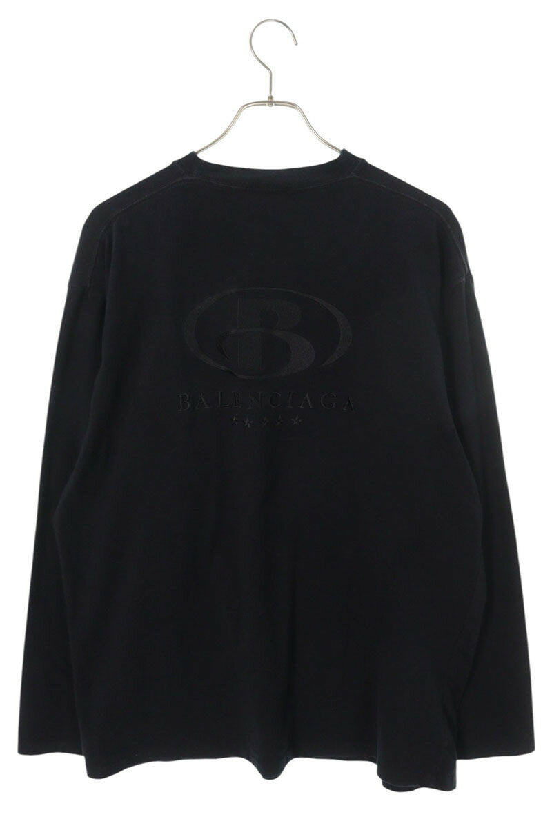 Balenciaga Logo Embroidered Long Sleeve T-Shirt Black Size 1
