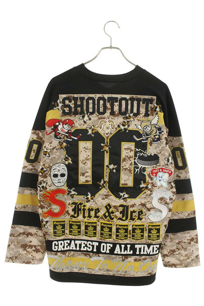 Supreme 25AW Fire & Ice Hockey Jersey Camo Long Sleeve T-Shirt Beige Size M