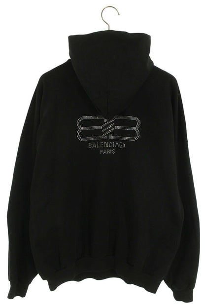 Balenciaga Rhinestone Logo Hoodie Black Size 1
