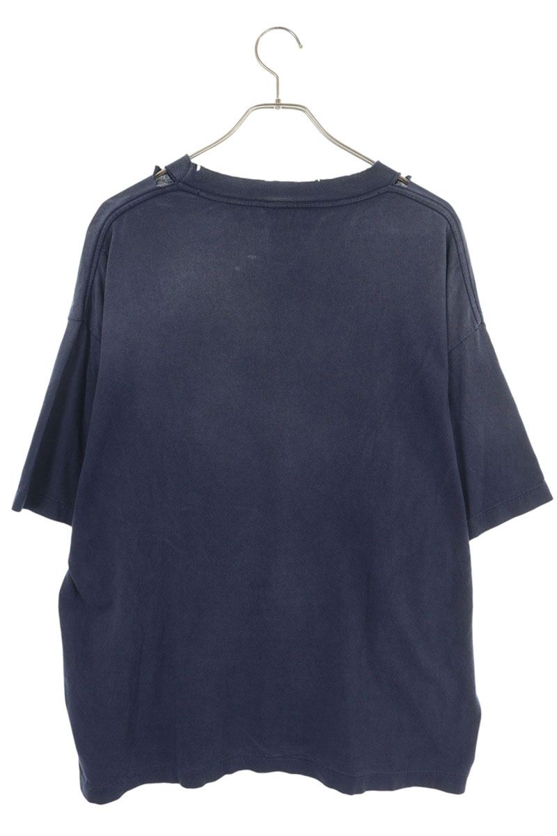 Saint Michael 25SS Vintage Print T-Shirt Blue Size XL